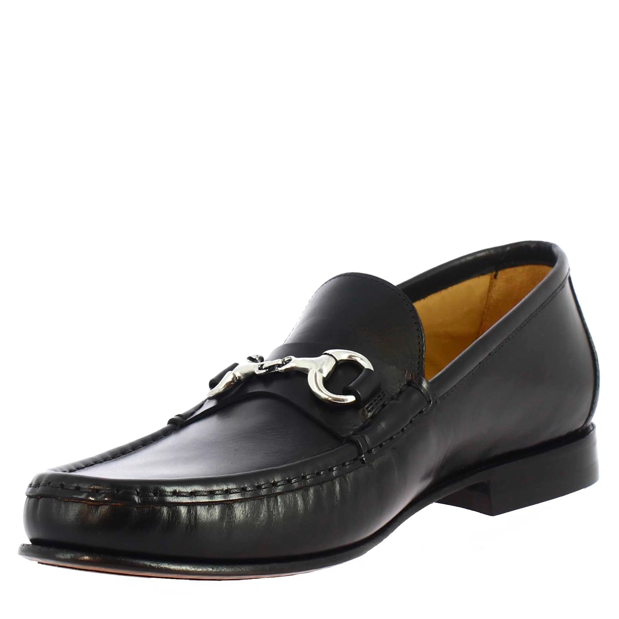 Handmade men's moccasins in black calf LEATHER