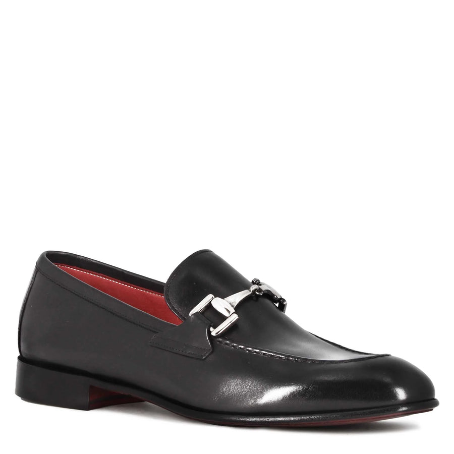Black Leather Classic Horsebit Moccasin