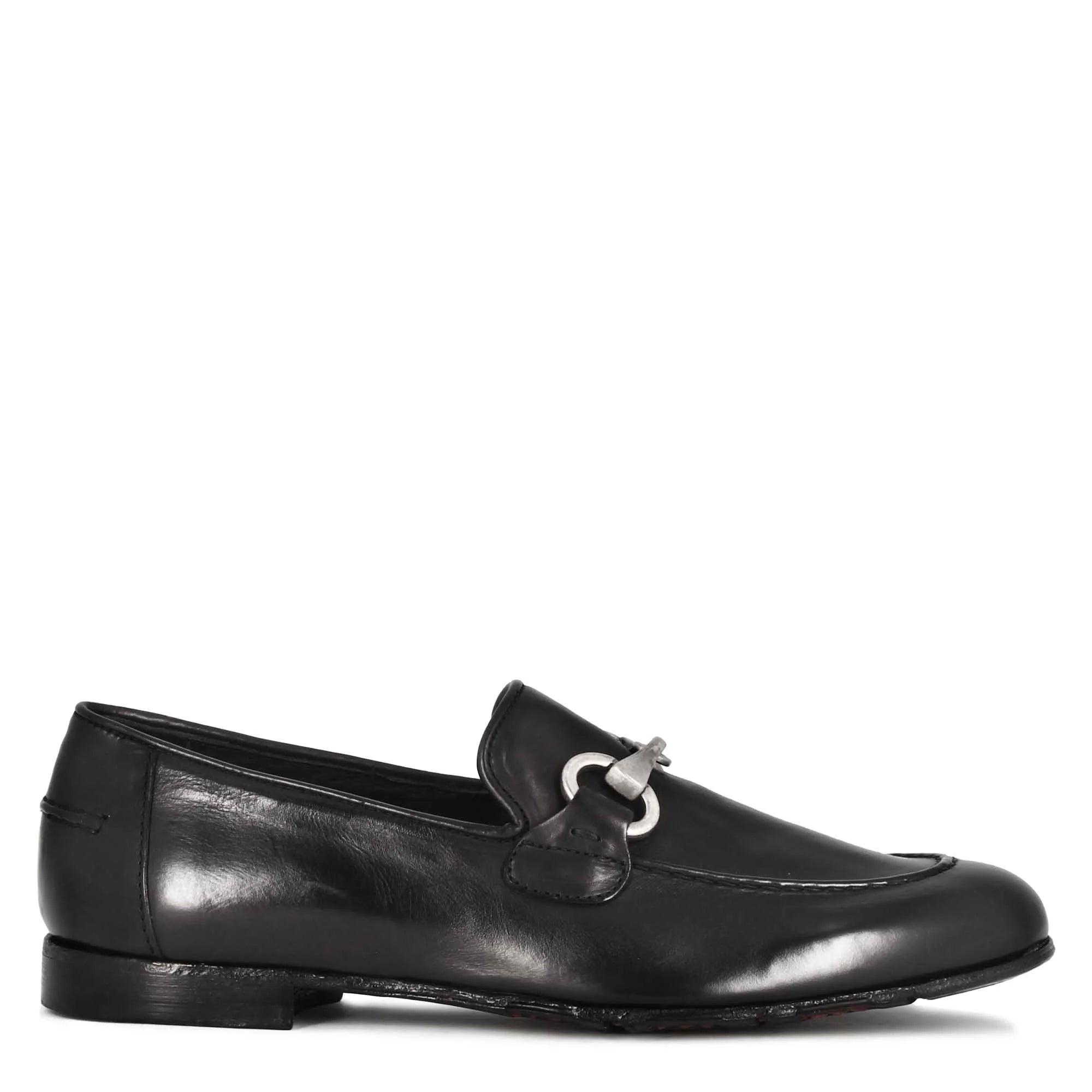 Men's black leather moccasin