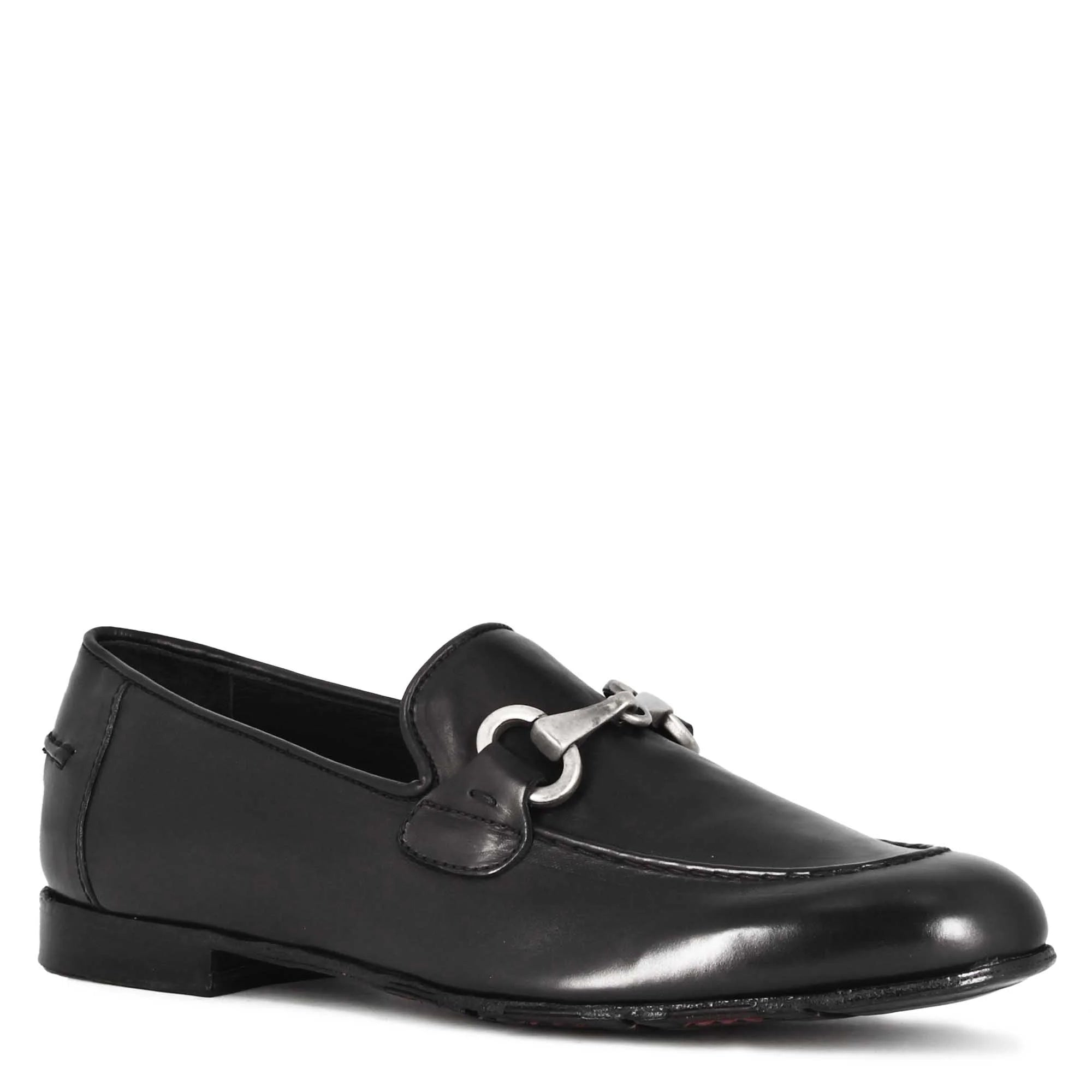 Men's black leather moccasin