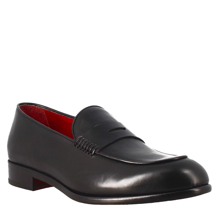 Luxury Slip-on Black moccasin with Stacked Heel