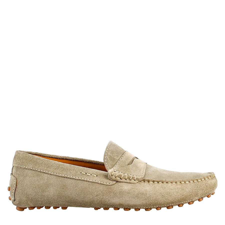 Gray Lined Loafer in Suede