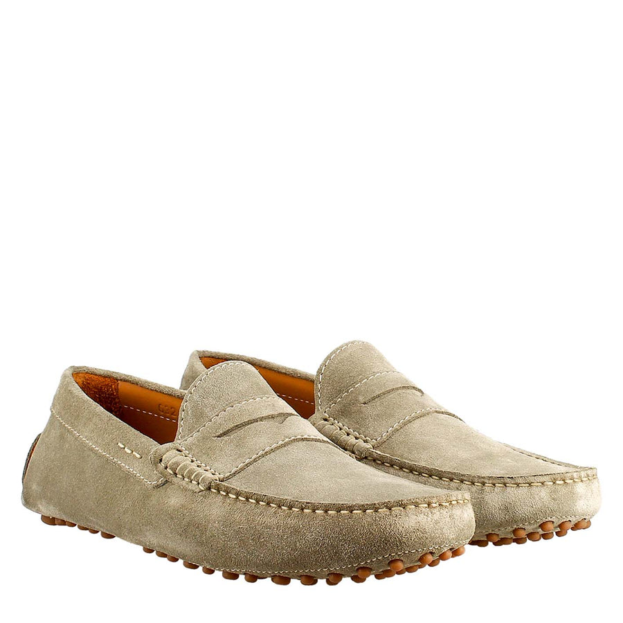 Gray Lined Loafer in Suede