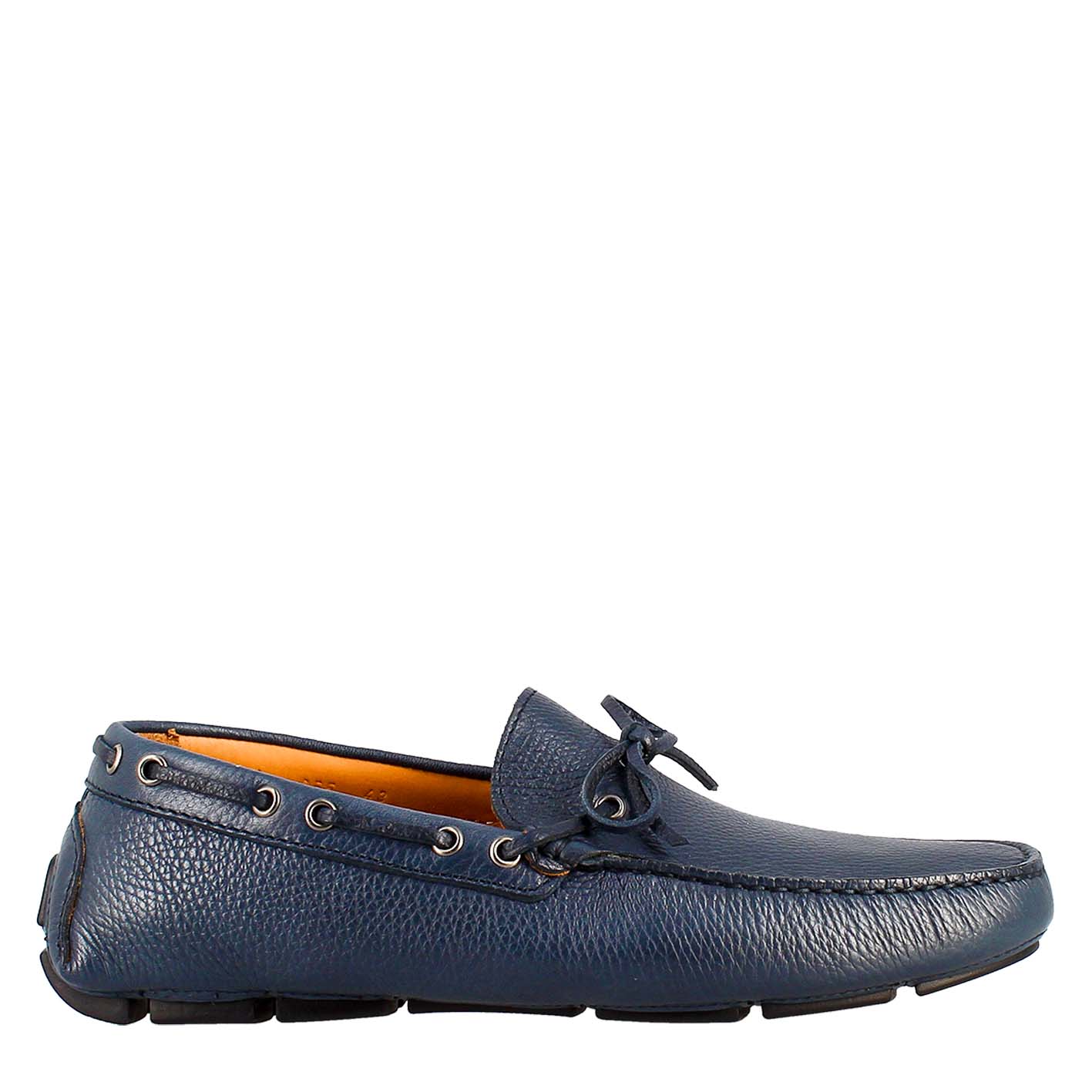 Blue Leather Tubular Moccasin With Laces