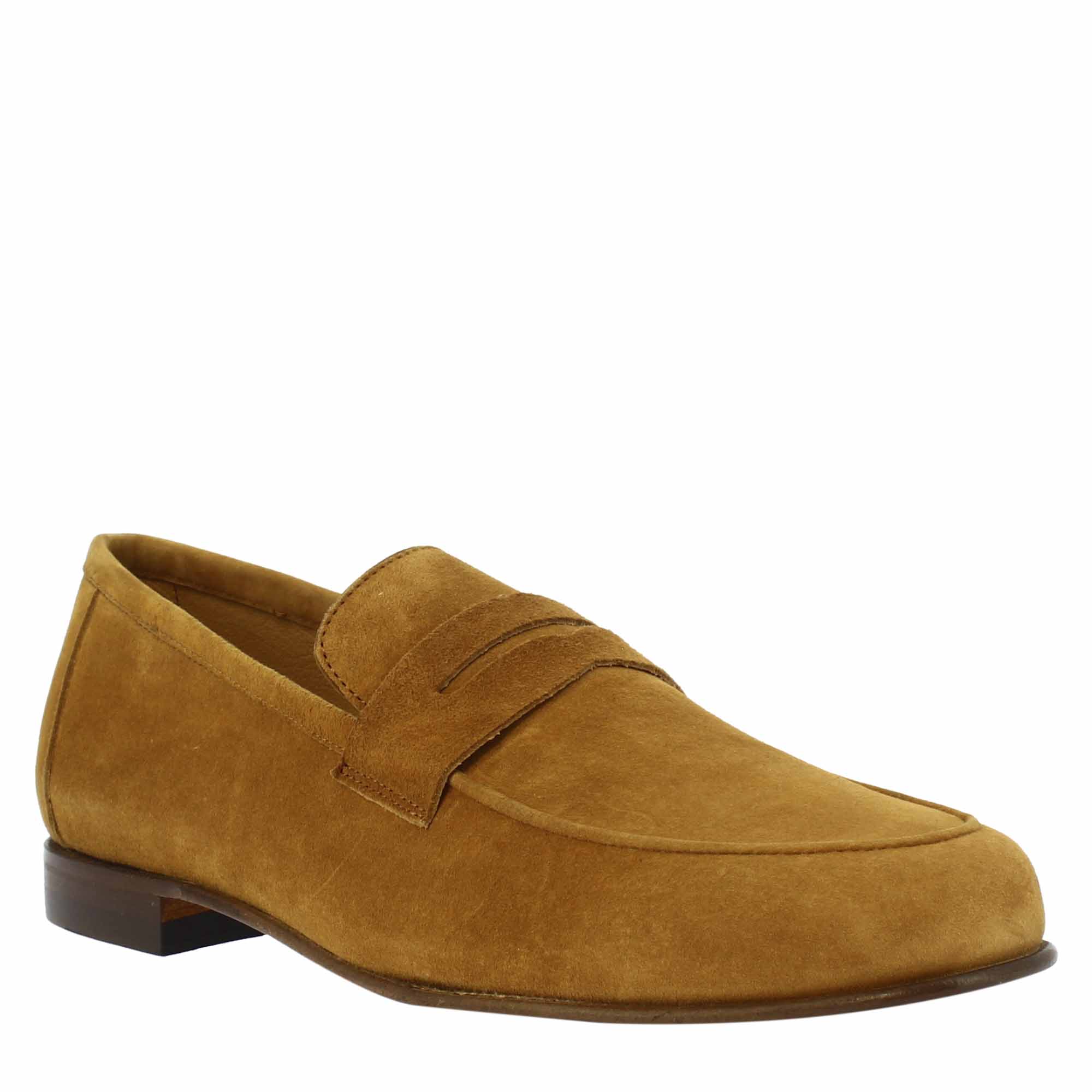 slip-on loafers in brown suede leather