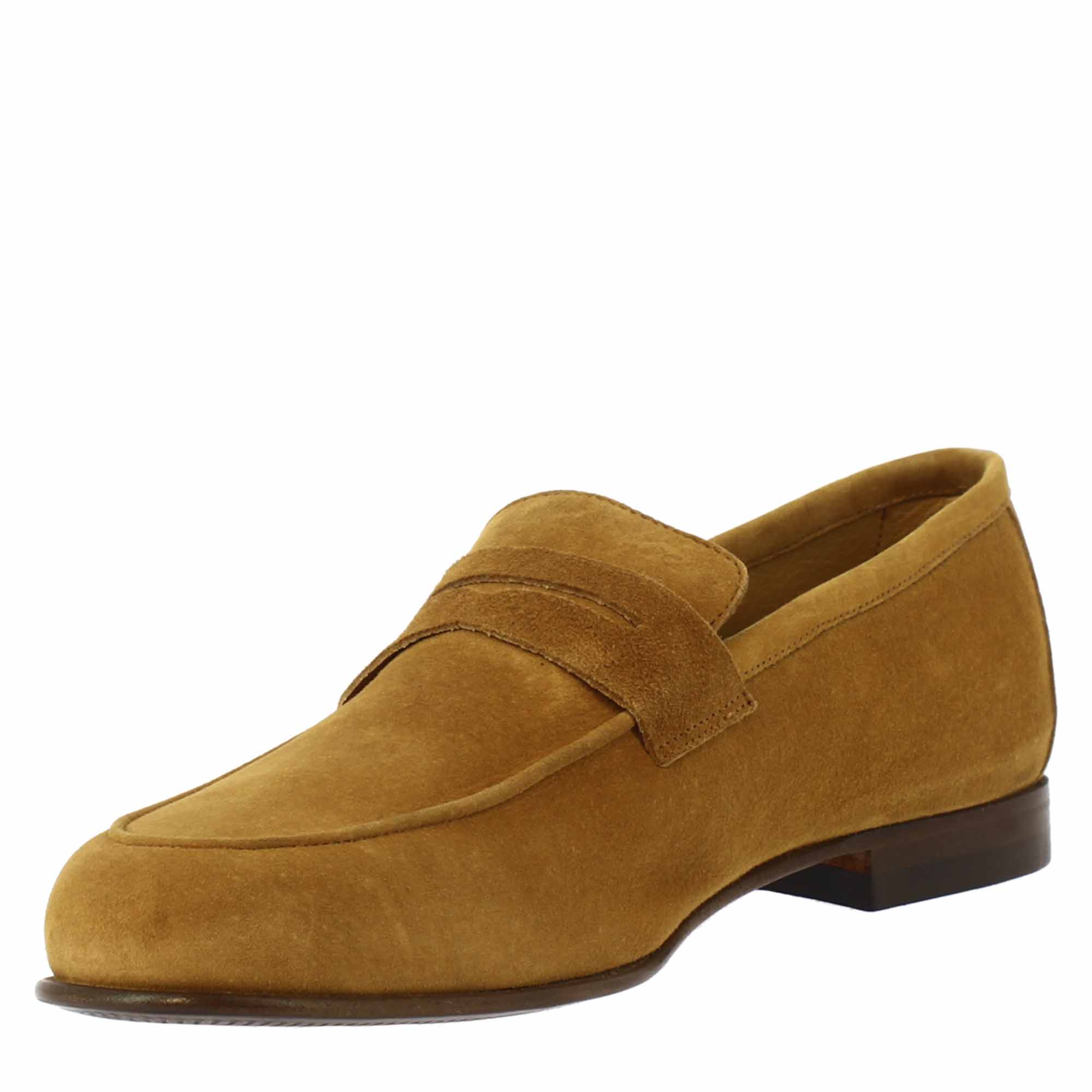 slip-on loafers in brown suede leather