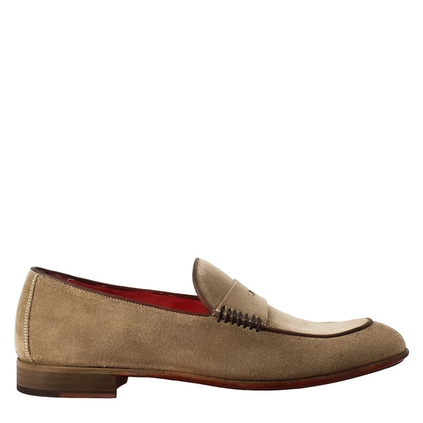 Beige moccasin in suede leather