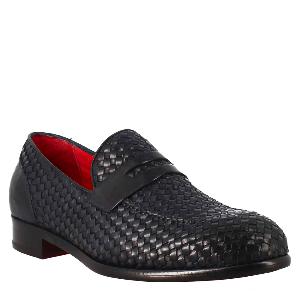 Moccasin in Woven Grain Leather