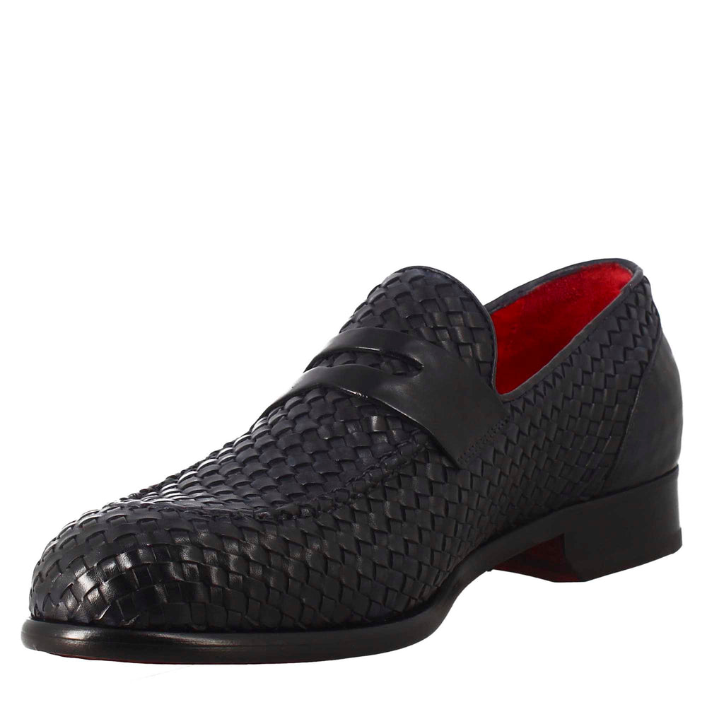 Moccasin in Woven Grain Leather