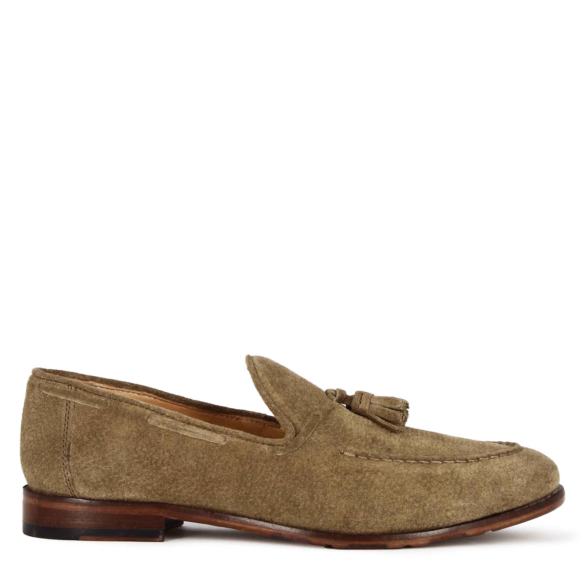 Suede Moccasin with Beige Tassels