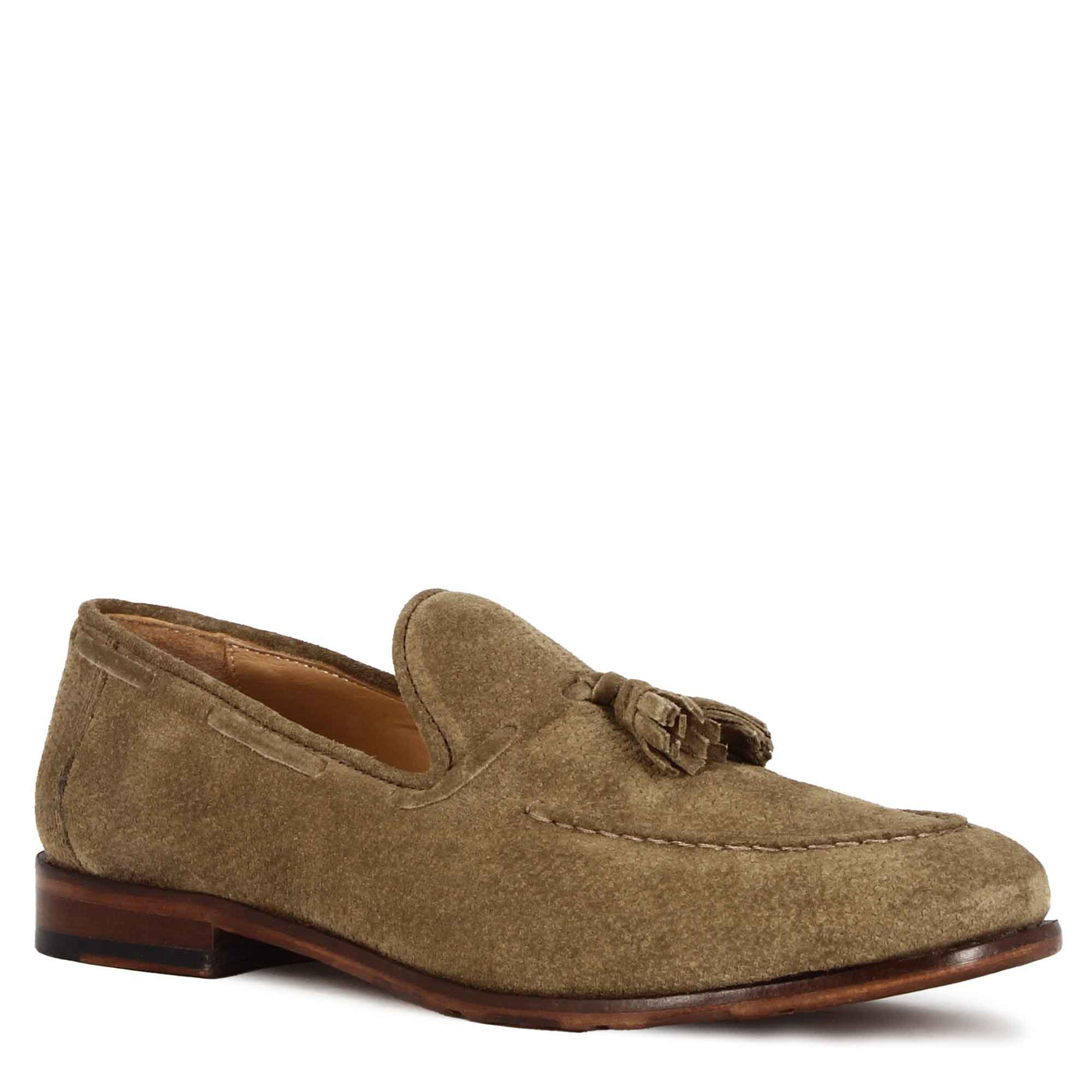 Suede Moccasin with Beige Tassels