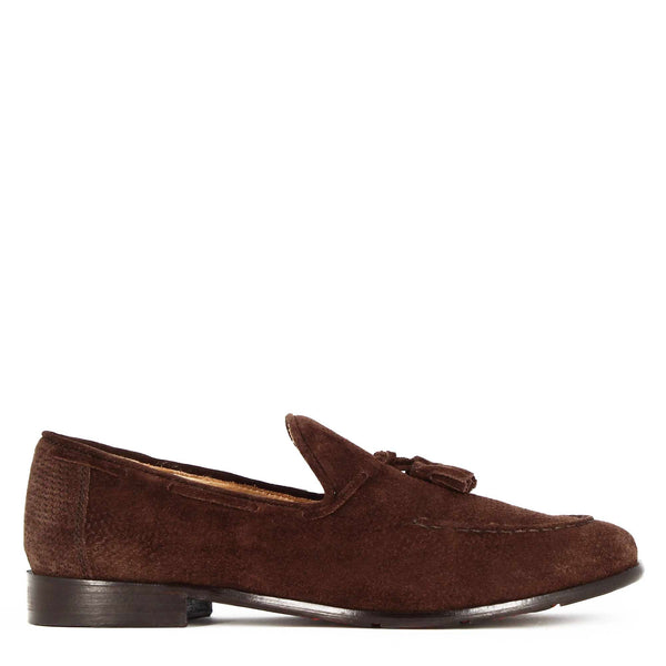 Suede Moccasin with Tassels - Brown