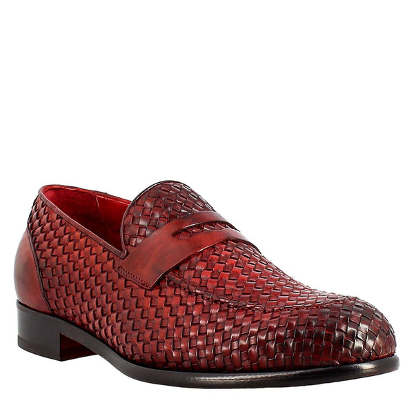 Moccasin woven full grain leather