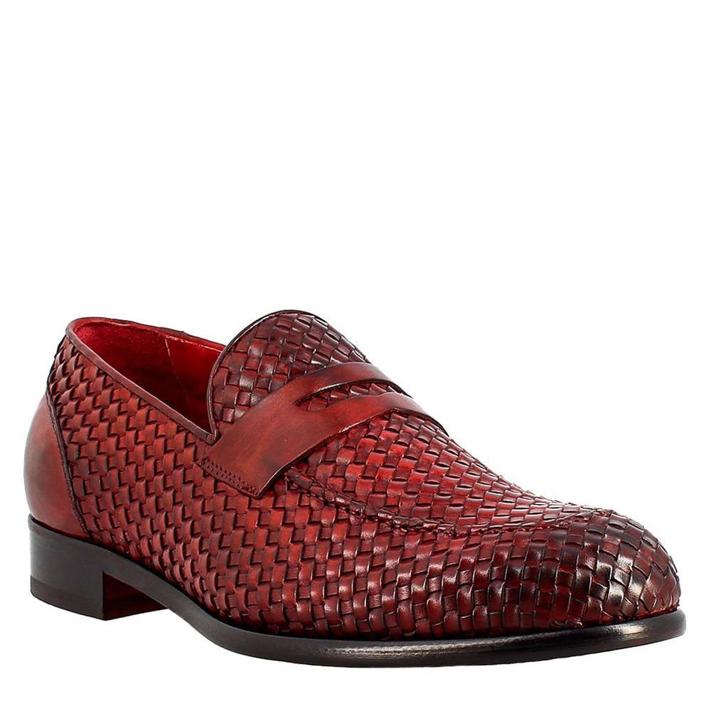 Moccasin woven full grain leather