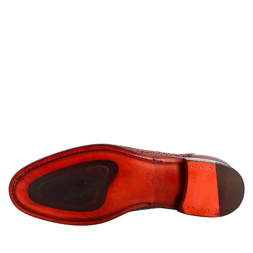 Moccasin woven full grain leather