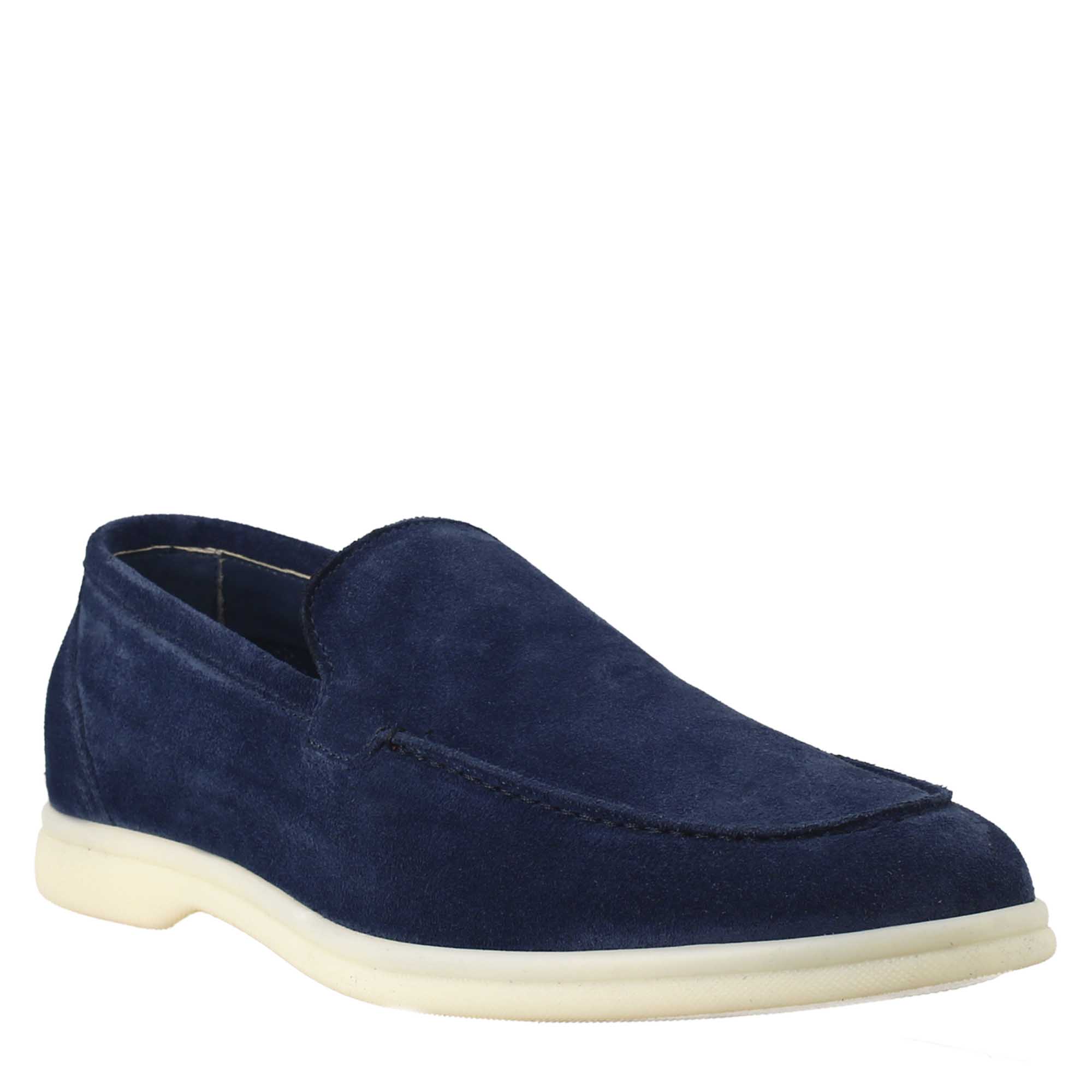 Blue moccasin in Suede Leather