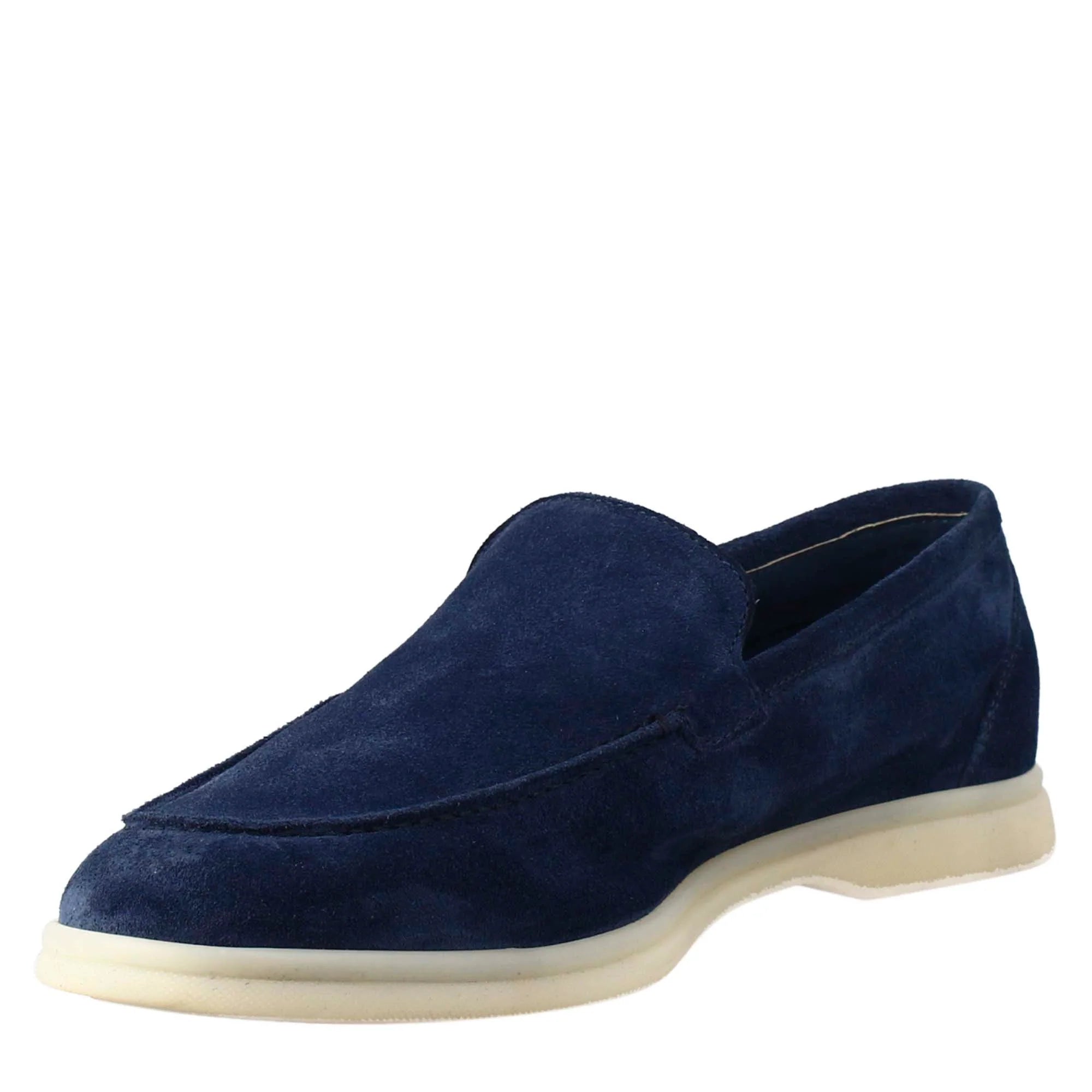 Blue moccasin in Suede Leather