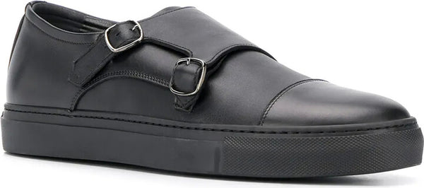 Men Double Monk Strap Sneakers - Full Black