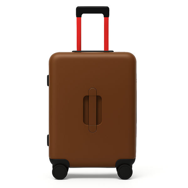 Luxury Wide Tan Trolley Luggage Bag - Brown