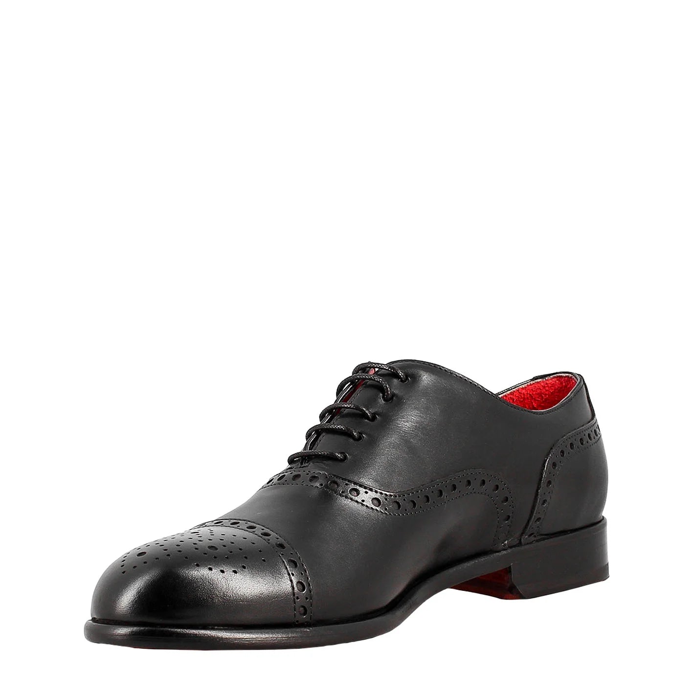 Elegant Black Leather Semi Brogue Oxford