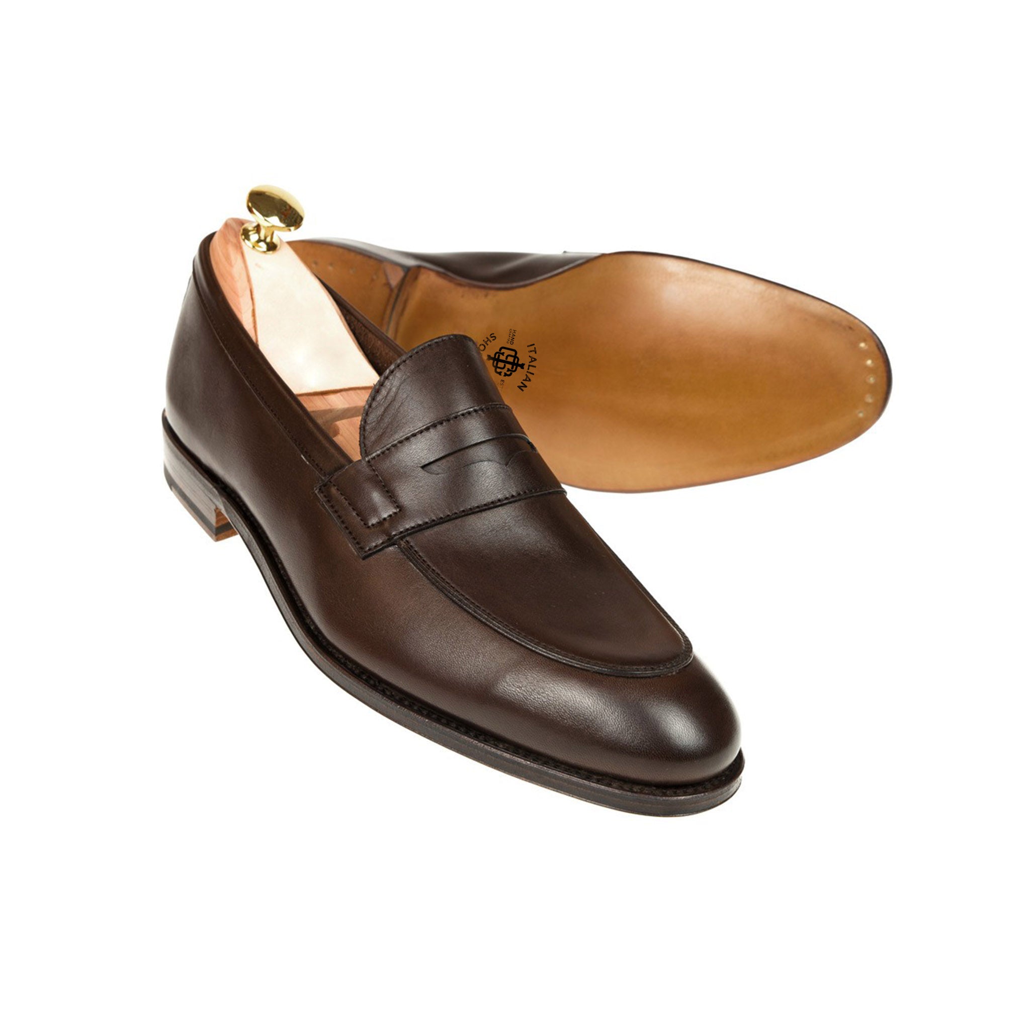 Cocoa Brown Leather Penny Loafers
