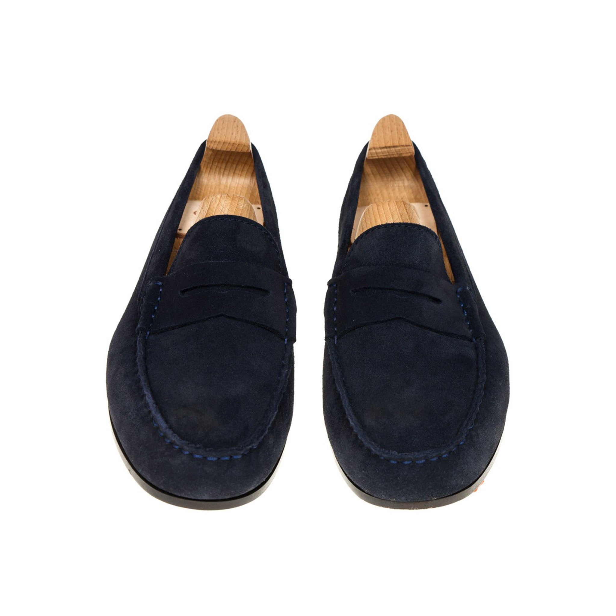 Navy Leather Penny Loafers
