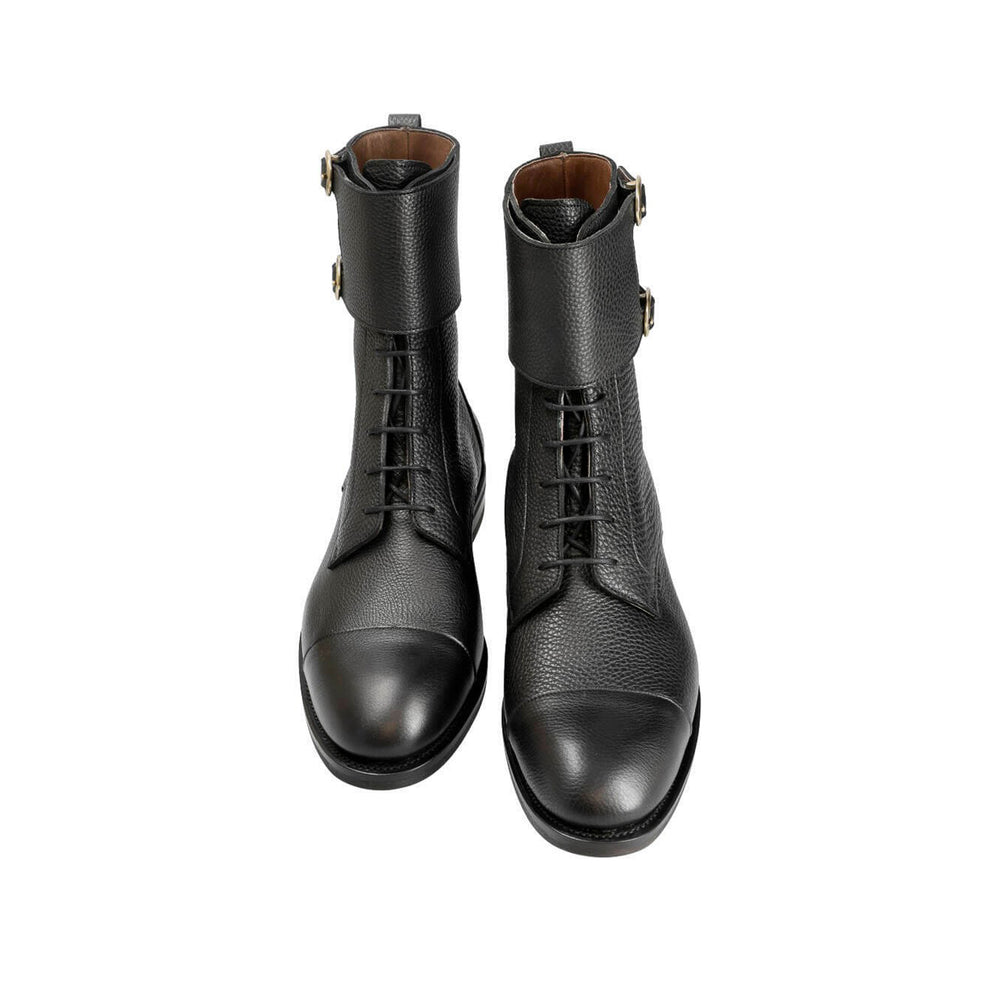 Plain Toe Double Monk Strap Boots