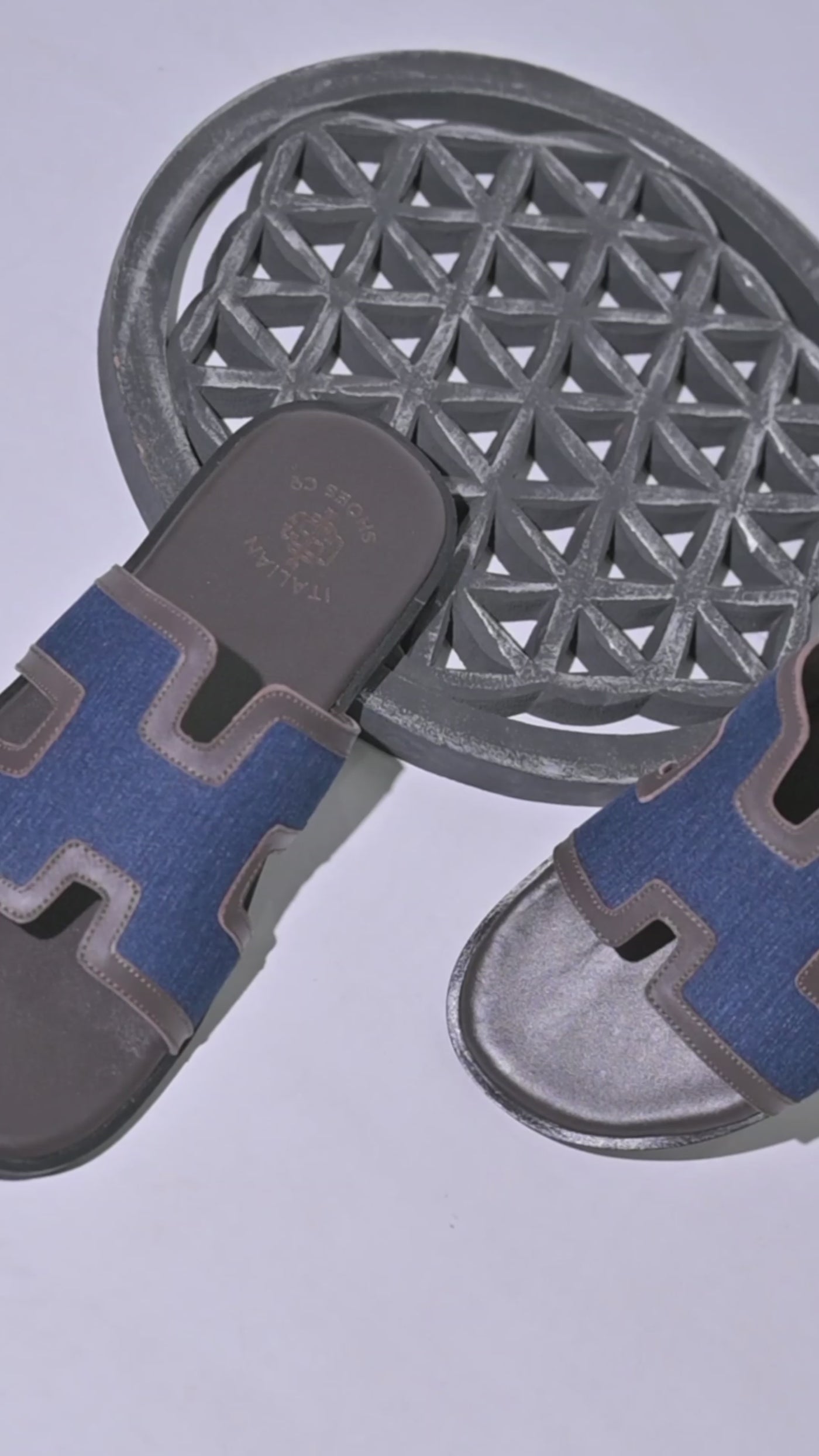 Luxury H-Style Leather Sky Slipper For Men