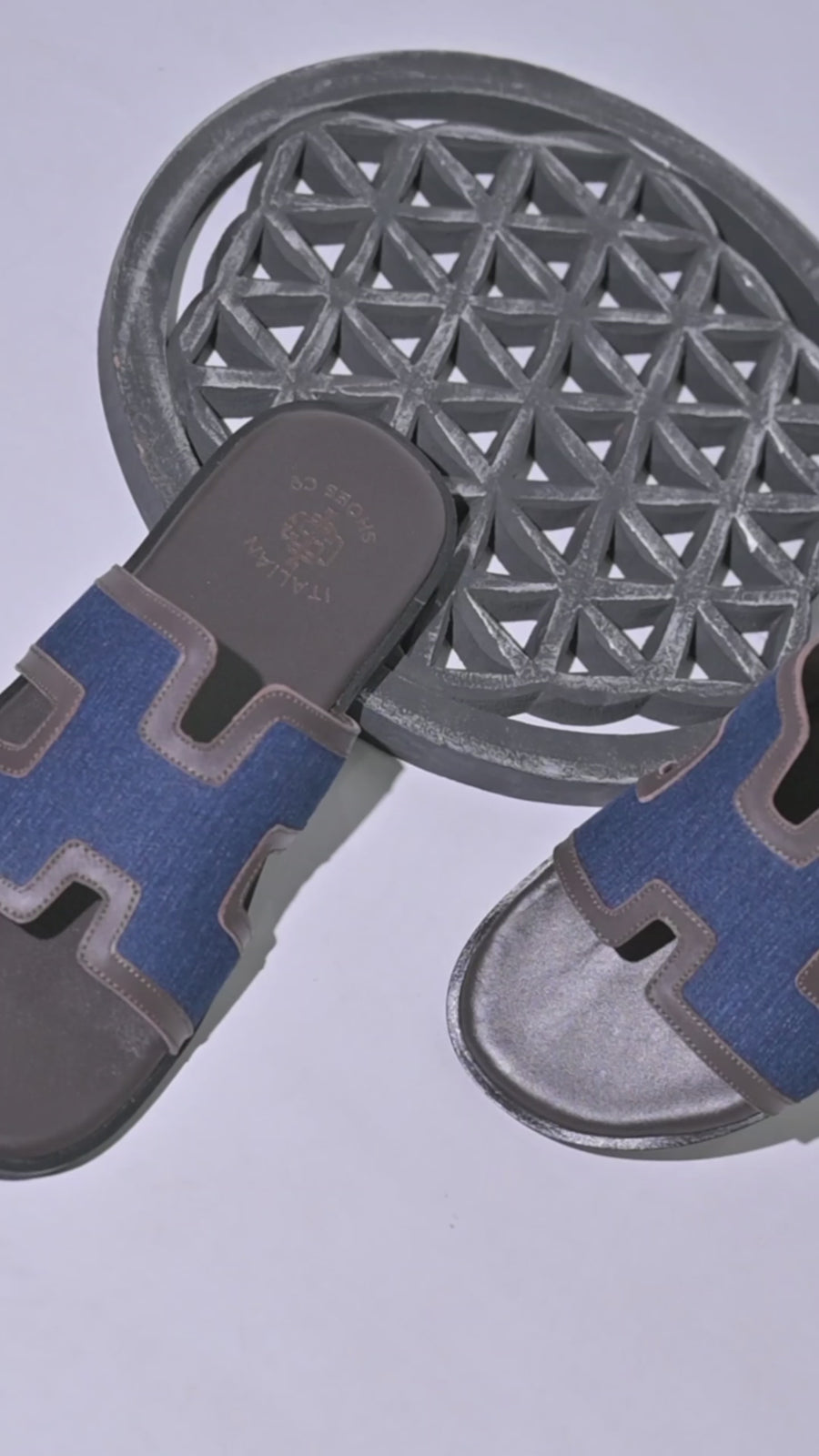 Luxury H-Style Leather Sky Slipper For Men