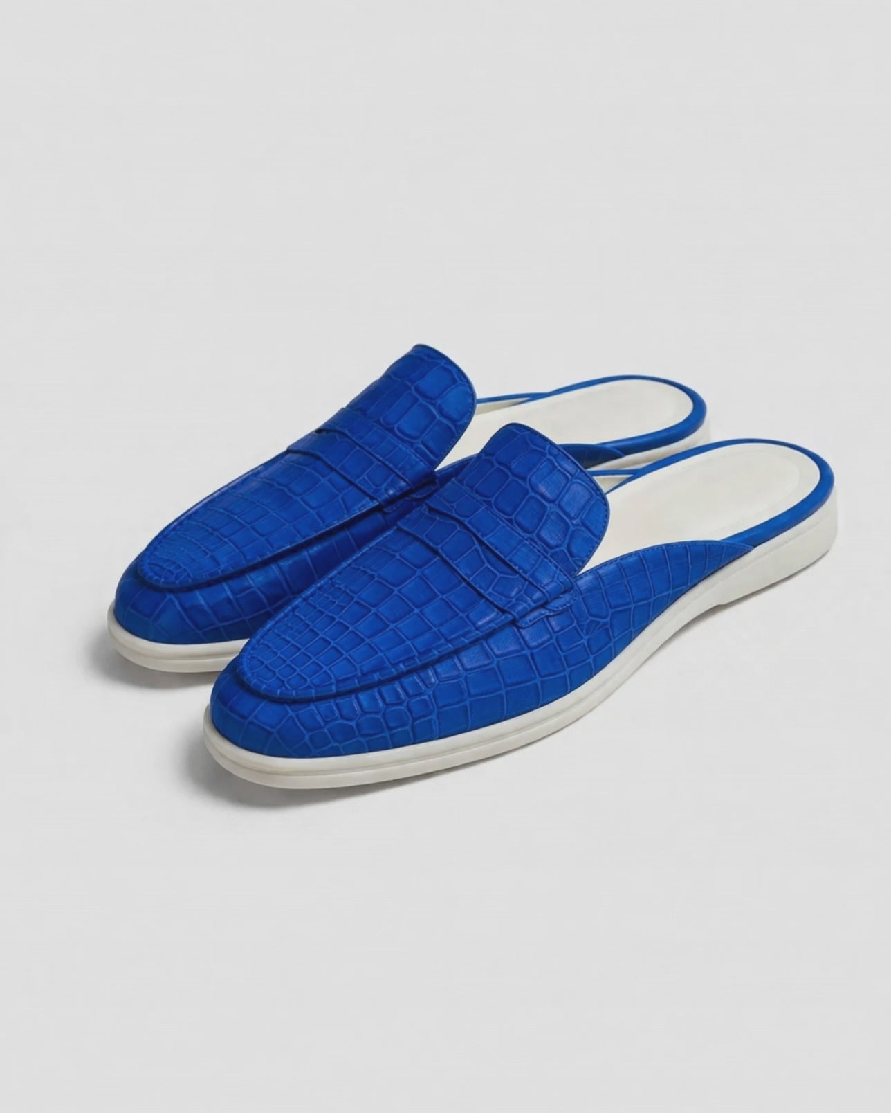 Italian Royal Azure Croc Leather Mule – Italian Shoes Company