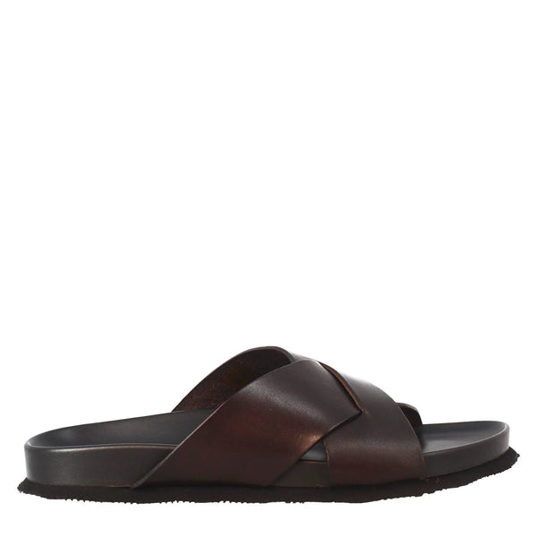 Terra Cross Leather Slide Sandal in leather - Brown