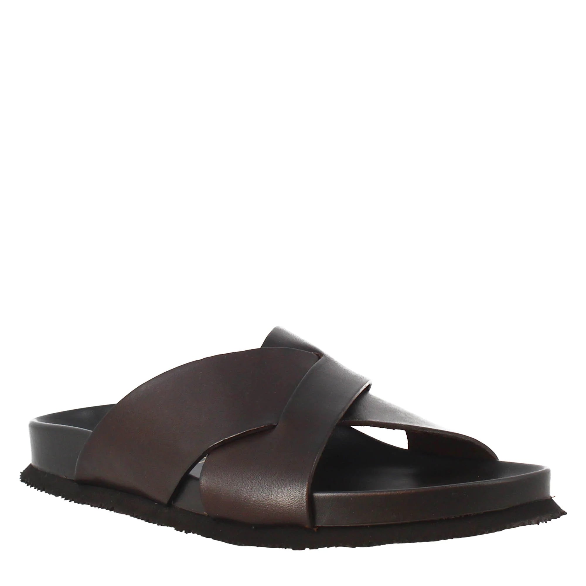 Dark brown sandals in leather