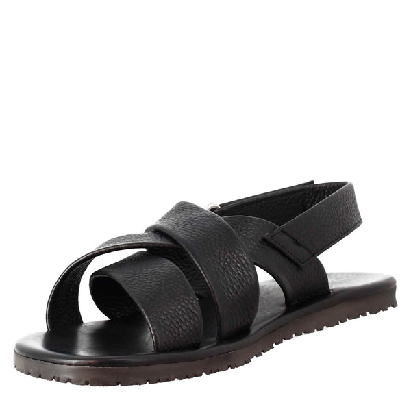 Mens Sandals in Leather with Velcro closure