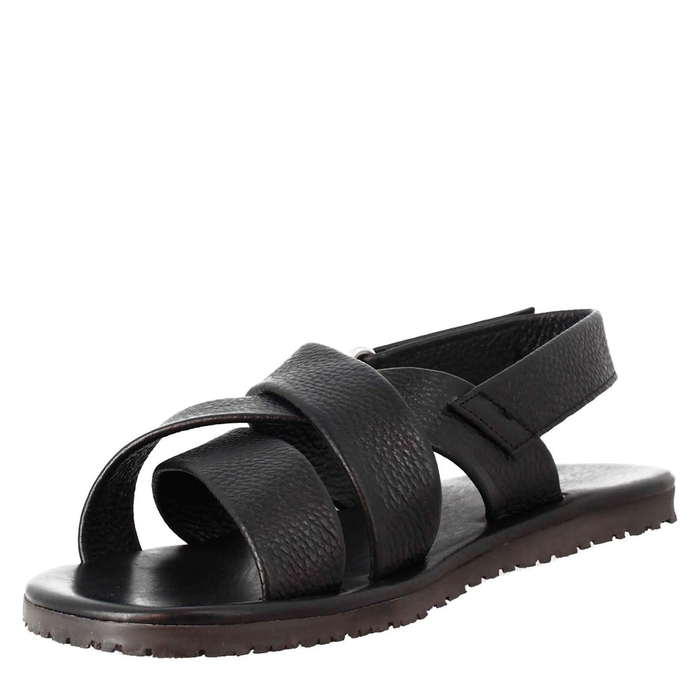 Mens Sandals in Leather with Velcro closure