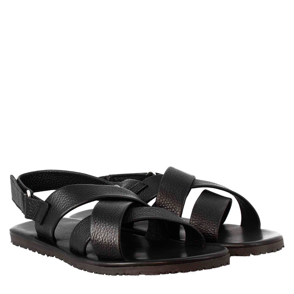 Men's Sandals in Leather with Velcro closure