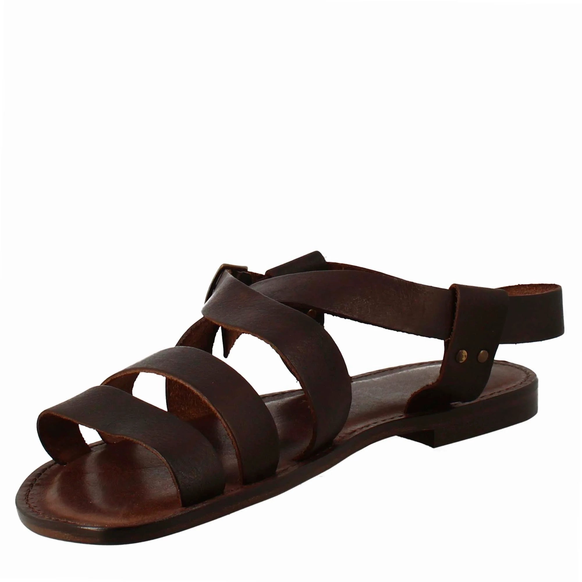 Brown Leather Gladiator Sandals for Men