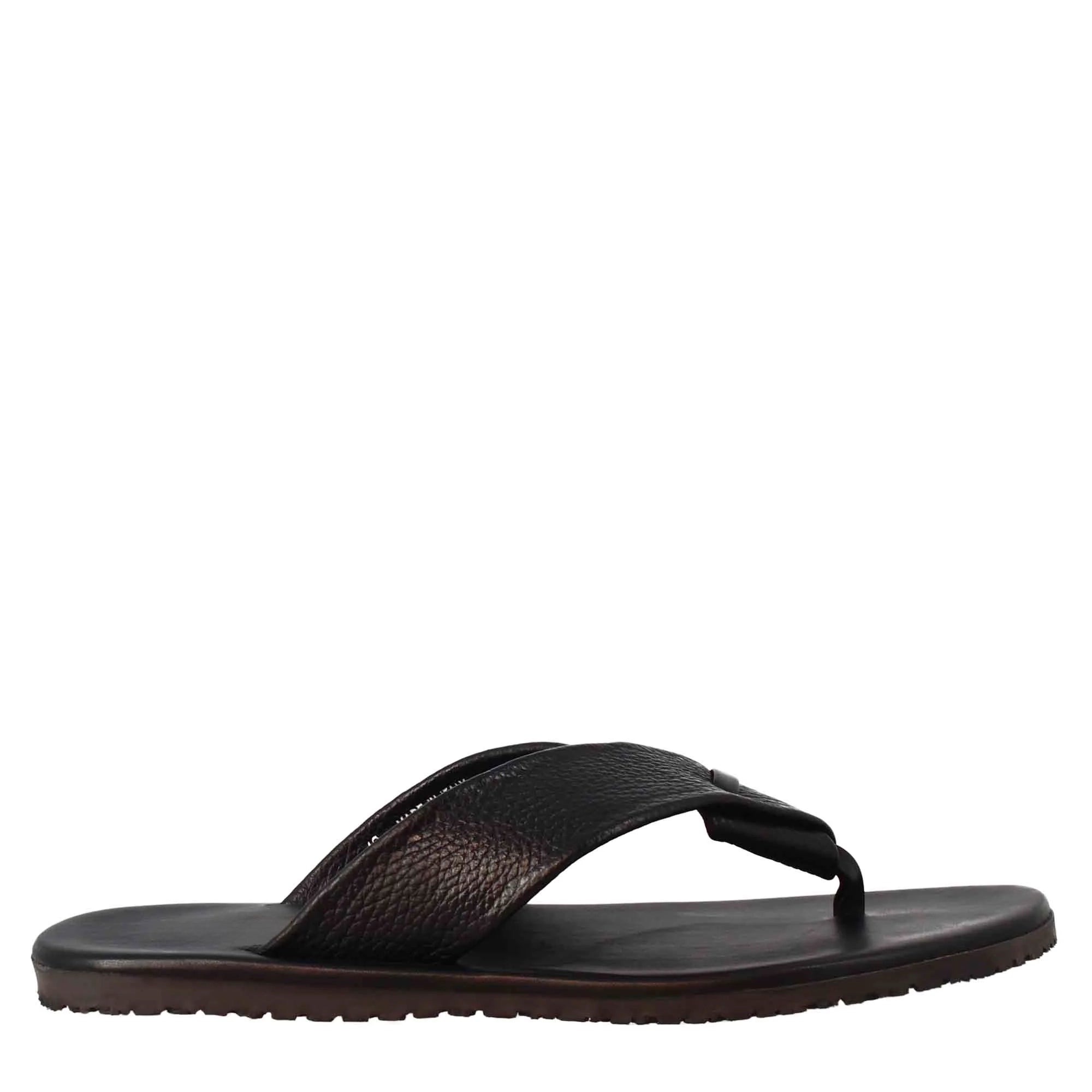 Black Leather Thong Sandals