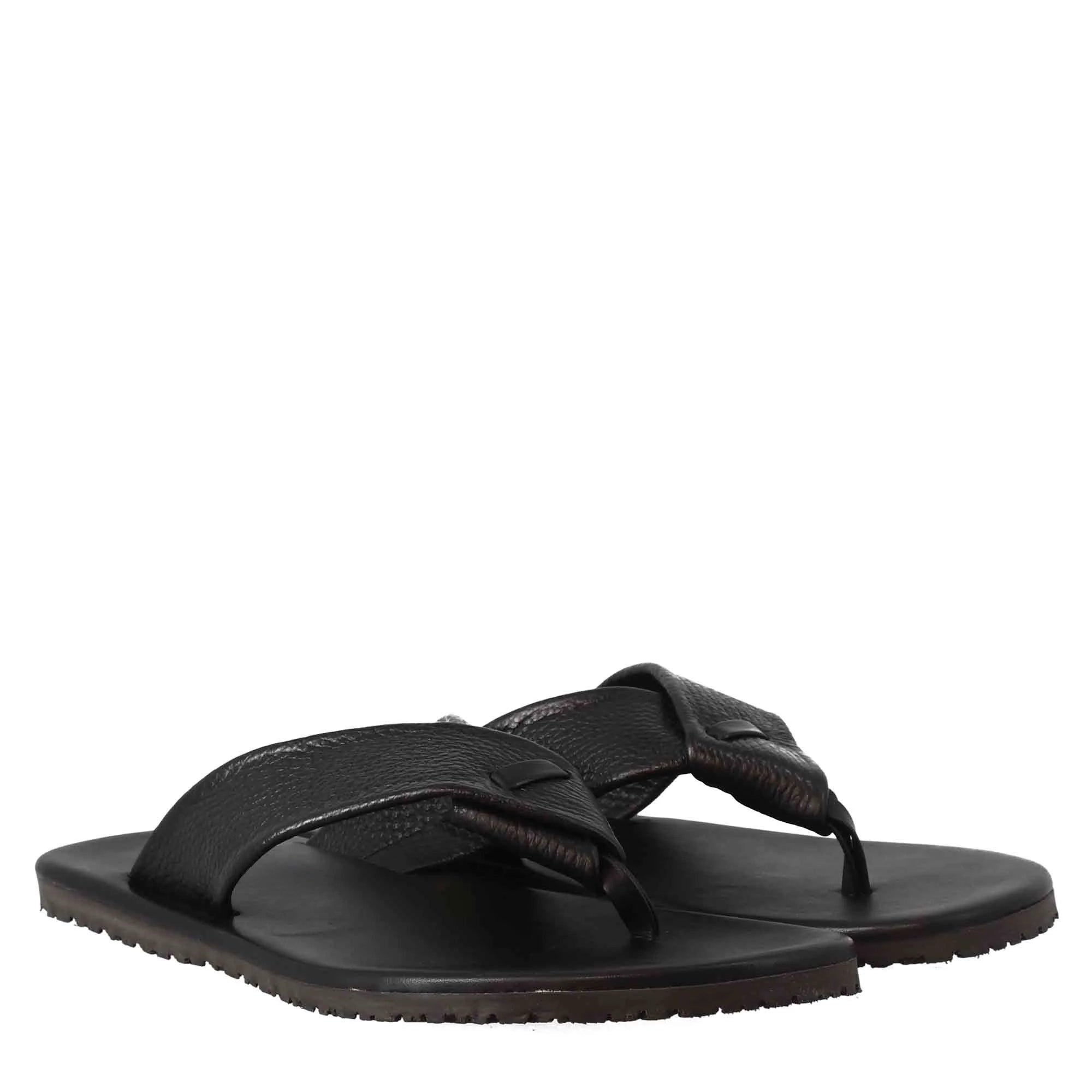 Black Leather Thong Sandals