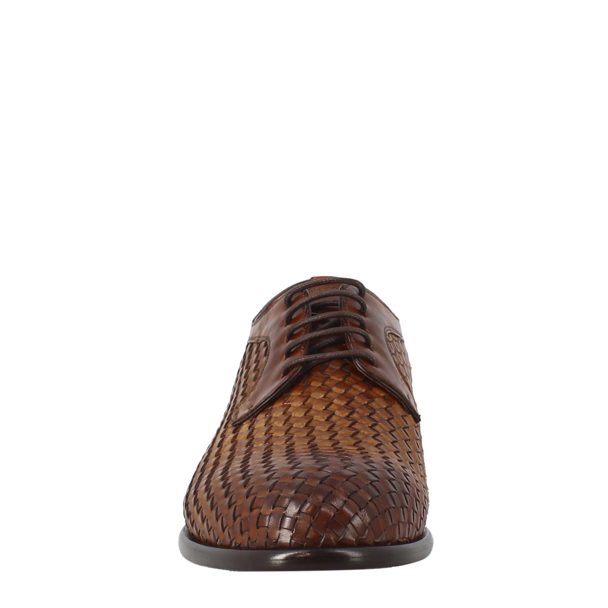 Brown Derby in Woven full grain leather