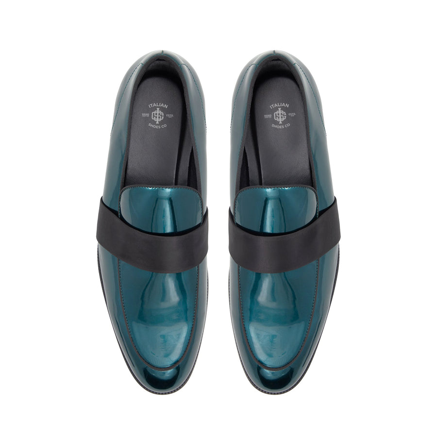 Turquoise Black Strap Loafers