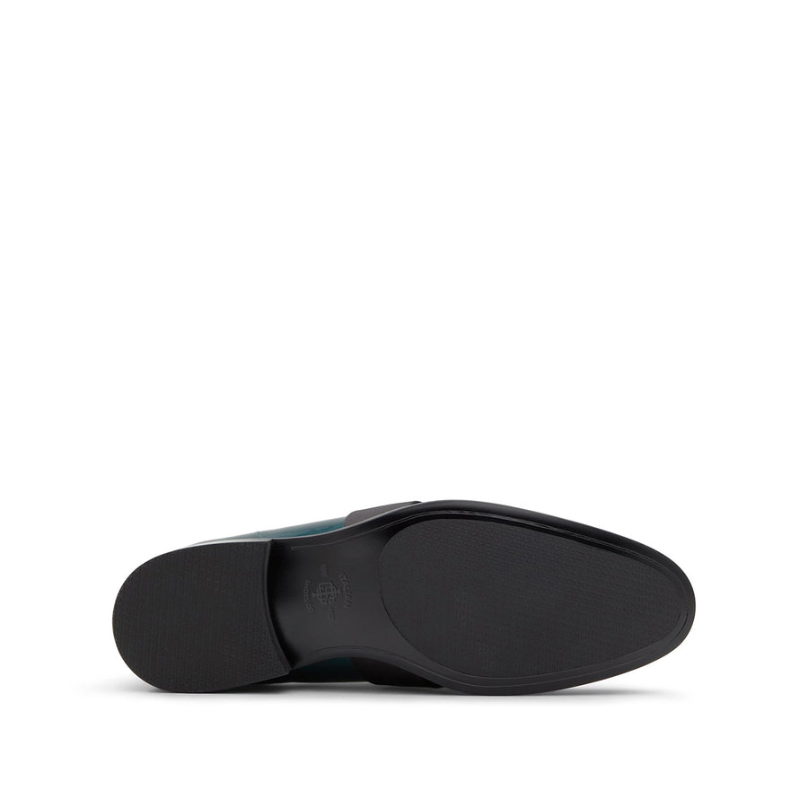 Turquoise Black Strap Loafers