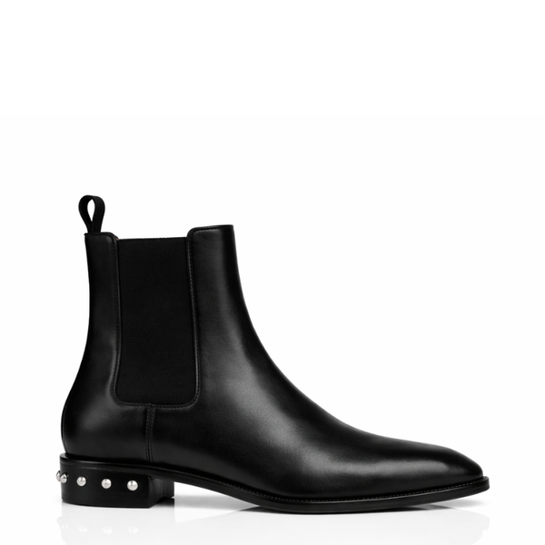 Coal Leather silver Studded Chelsea Boots