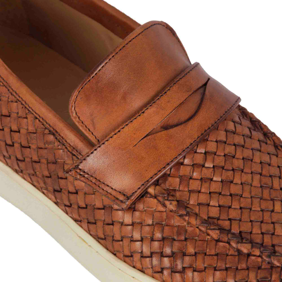 mens woven leather dress shoes Handmade Luxury Brown Double Monk Strap painted and couture Vinci Leather Shoes The Rolls