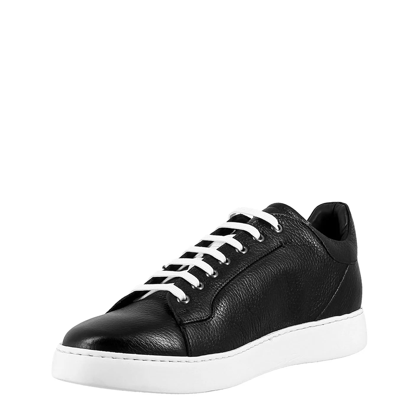 Smooth Black Leather Sneaker