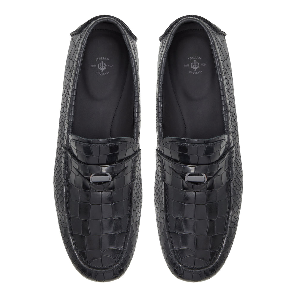 Croco X Pythan Textured Leather Loafers