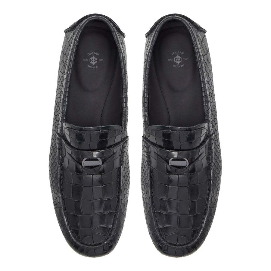 Croco X Pythan Textured Leather Loafers