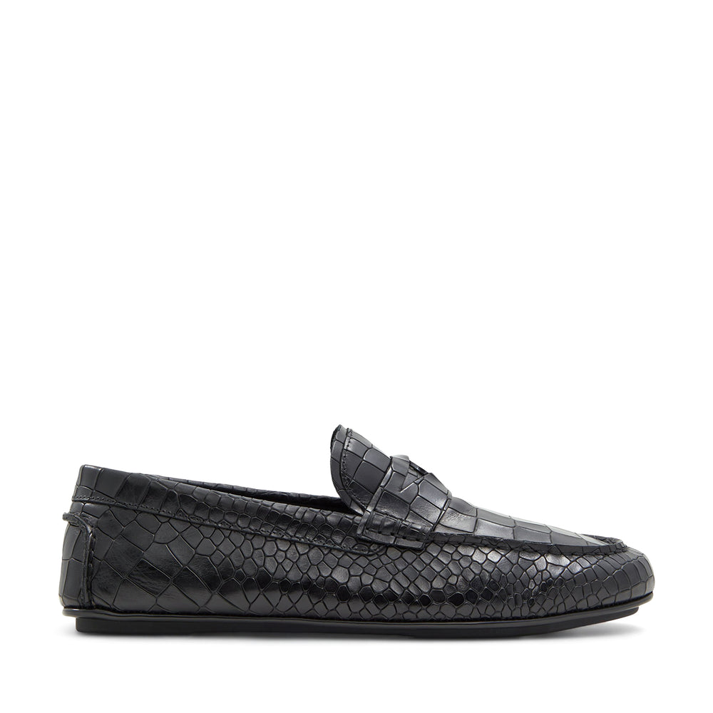 Croco X Pythan Textured Leather Loafers