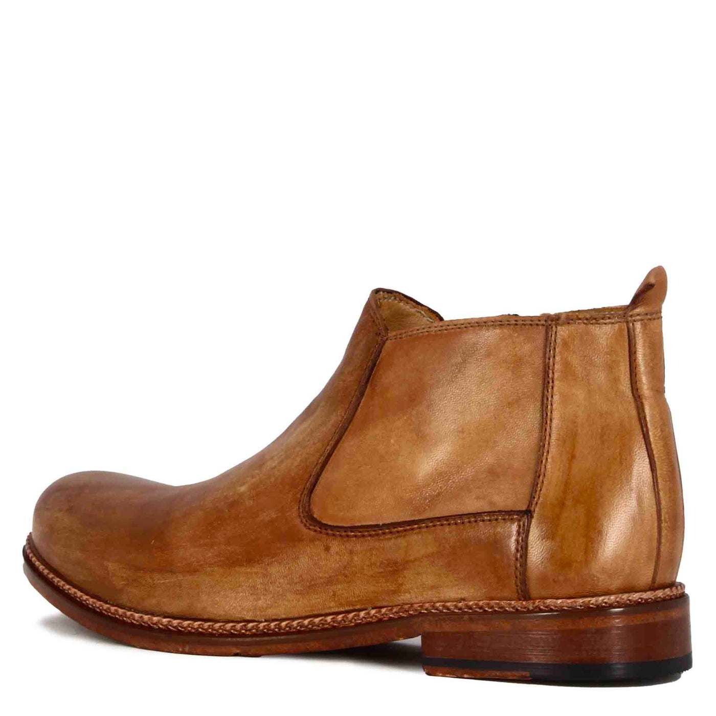 Handmade Light Brown Leather Ankle Boots