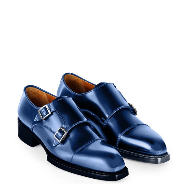 Men Cap Toe Leather Double MonkStraps Shoes