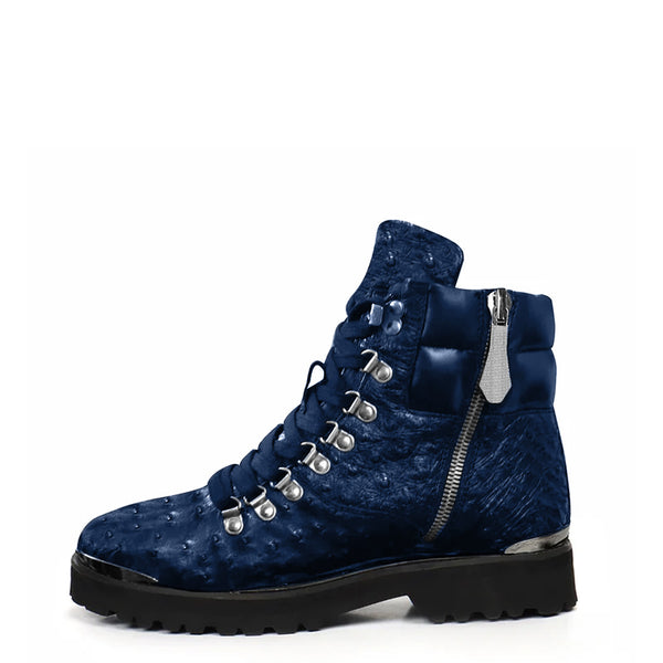 BIKER BOOTS IN OSTRICH - Blue